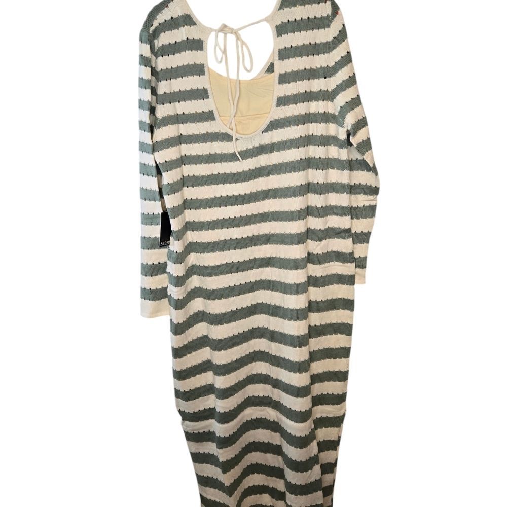 Women's Plus Striped Green Bay Sweater Dress Tie Back NWT Size 18/20 New - Picture 5 of 12